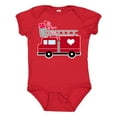 thumbnail image 1 of Inktastic Valentine's Day Red Firetruck with Pink Hearts Boys or Girls Baby Bodysuit, 1 of 5