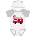 thumbnail image 1 of Inktastic Valentine's Day Red Firetruck with Pink Hearts Boys or Girls Baby Bodysuit, 1 of 5