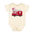 thumbnail image 1 of Inktastic Valentine's Day Red Firetruck with Pink Hearts Boys or Girls Baby Bodysuit, 1 of 5
