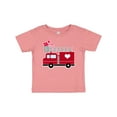 thumbnail image 1 of Inktastic Valentine's Day Red Firetruck with Pink Hearts Boys or Girls Baby T-Shirt, 1 of 5