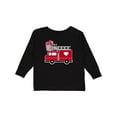 thumbnail image 1 of Inktastic Valentine's Day Red Firetruck with Pink Hearts Boys or Girls Long Sleeve Toddler T-Shirt, 1 of 5