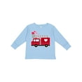thumbnail image 1 of Inktastic Valentine's Day Red Firetruck with Pink Hearts Boys or Girls Long Sleeve Toddler T-Shirt, 1 of 5