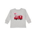 thumbnail image 1 of Inktastic Valentine's Day Red Firetruck with Pink Hearts Boys or Girls Long Sleeve Toddler T-Shirt, 1 of 5