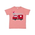 thumbnail image 1 of Inktastic Valentine's Day Red Firetruck with Pink Hearts Boys or Girls Toddler T-Shirt, 1 of 5