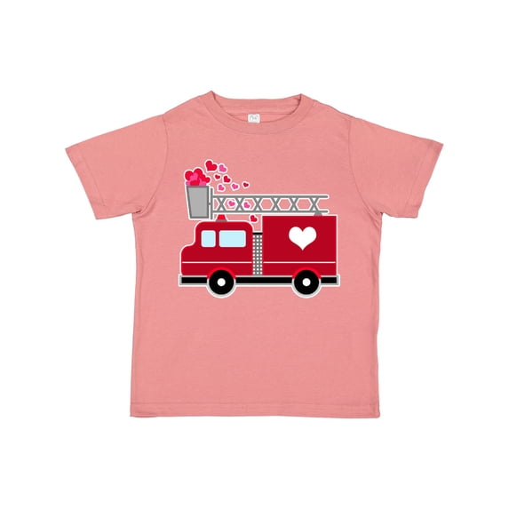 Inktastic Valentine's Day Red Firetruck with Pink Hearts Boys or Girls Toddler T-Shirt