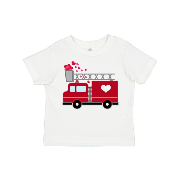 Inktastic Valentine's Day Red Firetruck with Pink Hearts Boys or Girls Toddler T-Shirt