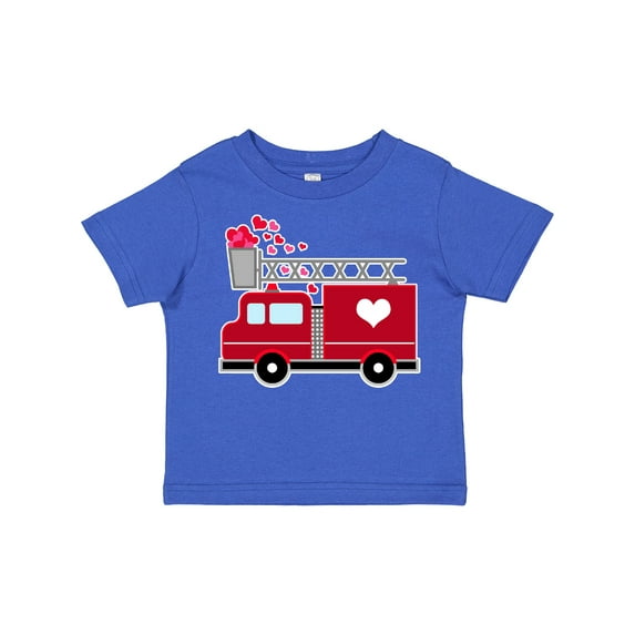 Inktastic Valentine's Day Red Firetruck with Pink Hearts Boys or Girls Toddler T-Shirt