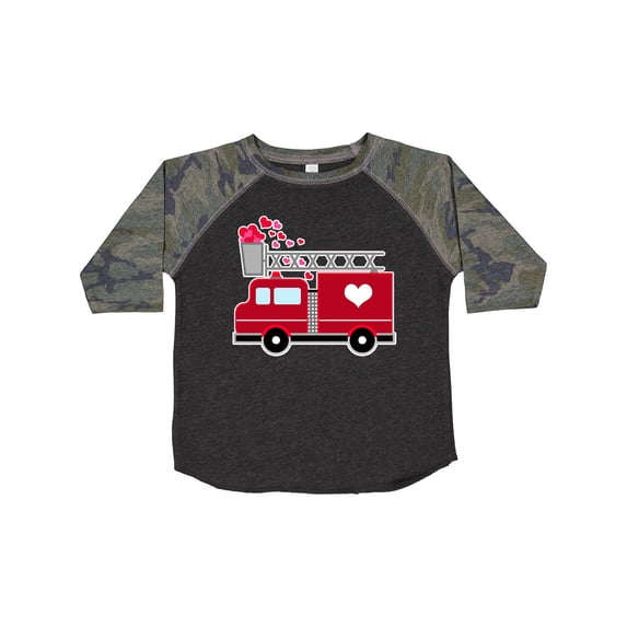 Inktastic Valentine's Day Red Firetruck with Pink Hearts Boys or Girls Toddler T-Shirt