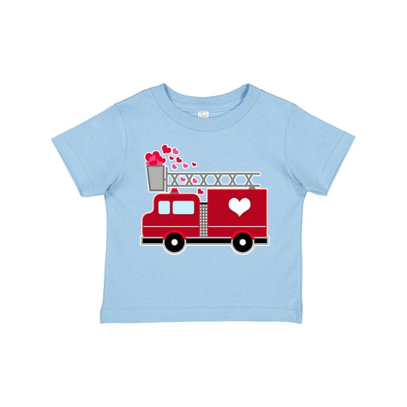 Inktastic Valentine's Day Red Firetruck with Pink Hearts Boys or Girls Toddler T-Shirt