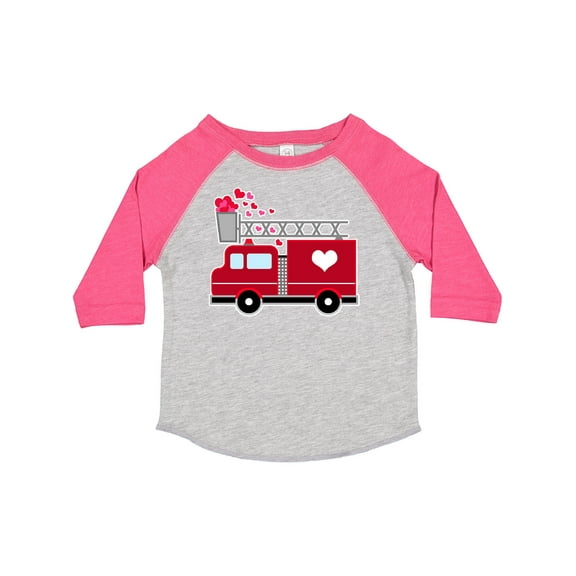 Inktastic Valentine's Day Red Firetruck with Pink Hearts Boys or Girls Toddler T-Shirt