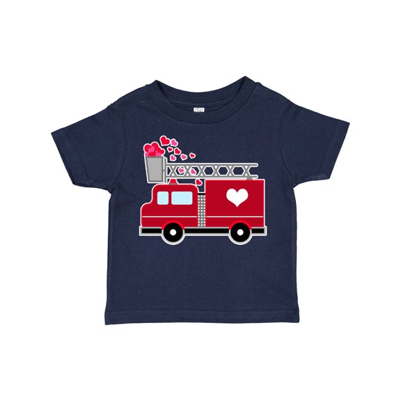 Inktastic Valentine's Day Red Firetruck with Pink Hearts Boys or Girls Toddler T-Shirt