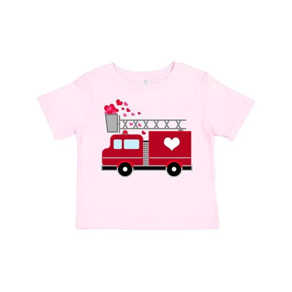 Inktastic Valentine's Day Red Firetruck with Pink Hearts Boys or Girls Toddler T-Shirt