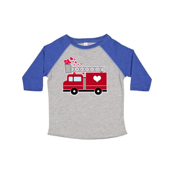 Inktastic Valentine's Day Red Firetruck with Pink Hearts Boys or Girls Toddler T-Shirt