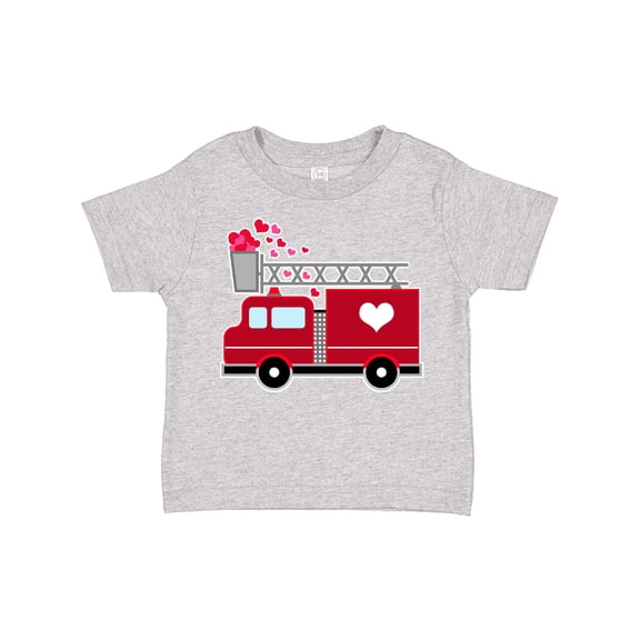 Inktastic Valentine's Day Red Firetruck with Pink Hearts Boys or Girls Toddler T-Shirt