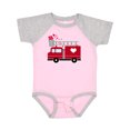 thumbnail image 1 of Inktastic Valentine's Day Red Firetruck with Pink Hearts Gift Baby Boy or Baby Girl Bodysuit, 1 of 4