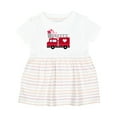thumbnail image 1 of Inktastic Valentine's Day Red Firetruck with Pink Hearts Girls Baby Dress, 1 of 5