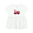 thumbnail image 1 of Inktastic Valentine's Day Red Firetruck with Pink Hearts Girls Baby Dress, 1 of 5
