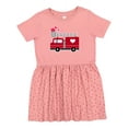 thumbnail image 1 of Inktastic Valentine's Day Red Firetruck with Pink Hearts Girls Toddler Dress, 1 of 5