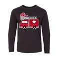thumbnail image 1 of Inktastic Valentine's Day Red Firetruck with Pink Hearts Long Sleeve Youth T-Shirt, 1 of 5