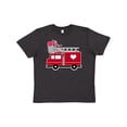 thumbnail image 1 of Inktastic Valentine's Day Red Firetruck with Pink Hearts Youth T-Shirt, 1 of 5