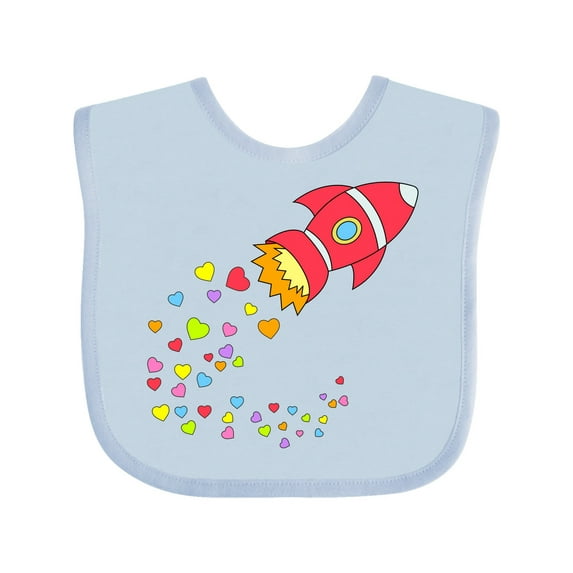 Inktastic Valentine's Day Rocket Ship with Hearts Boys or Girls Baby Bib