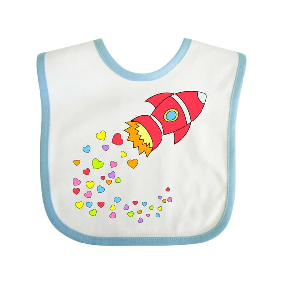 Inktastic Valentine's Day Rocket Ship with Hearts Boys or Girls Baby Bib