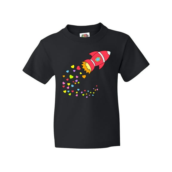 Inktastic Valentine's Day Rocket Ship with Hearts Youth T-Shirt