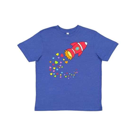 Inktastic Valentine's Day Rocket Ship with Hearts Youth T-Shirt