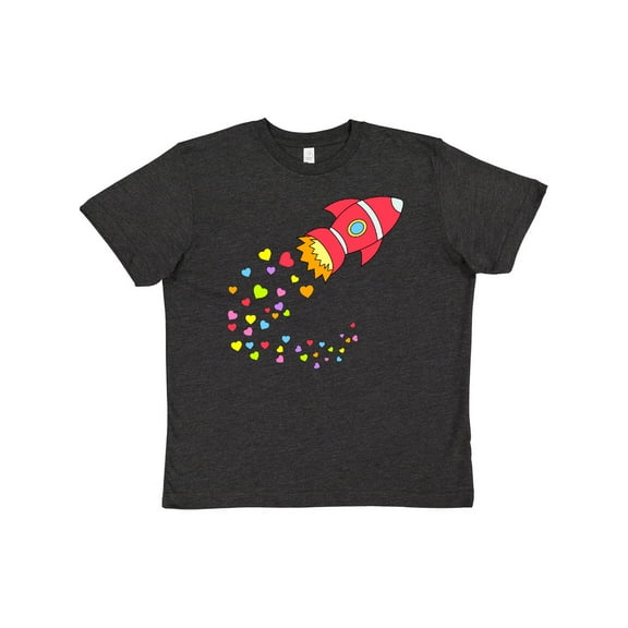 Inktastic Valentine's Day Rocket Ship with Hearts Youth T-Shirt