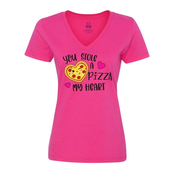 Inktastic Valentine's Day You Stole a Pizza of My Heart Women's V-Neck T-Shirt