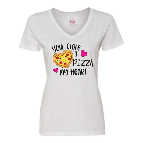Inktastic Valentine's Day You Stole a Pizza of My Heart Women's V-Neck T-Shirt