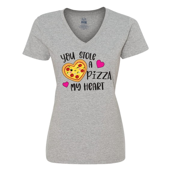 Inktastic Valentine's Day You Stole a Pizza of My Heart Women's V-Neck T-Shirt