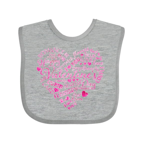 Inktastic Valentine words in pink Boys or Girls Baby Bib