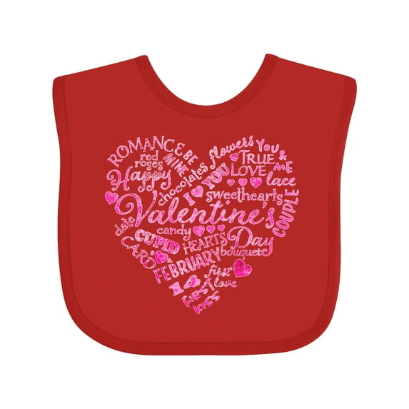 Inktastic Valentine words in pink Boys or Girls Baby Bib