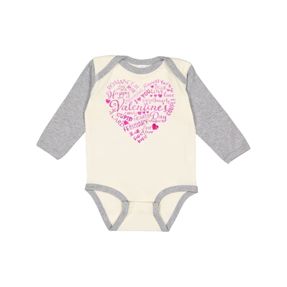 Inktastic Valentine words in pink Boys or Girls Long Sleeve Baby Bodysuit