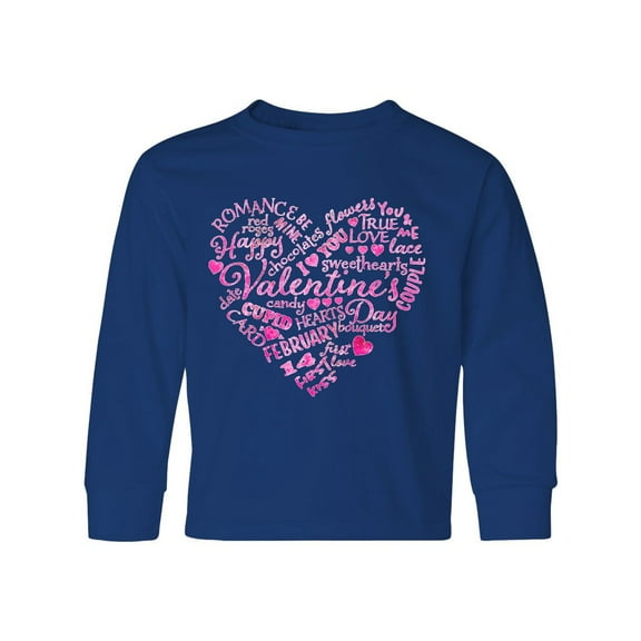 Inktastic Valentine words in pink Long Sleeve Youth T-Shirt