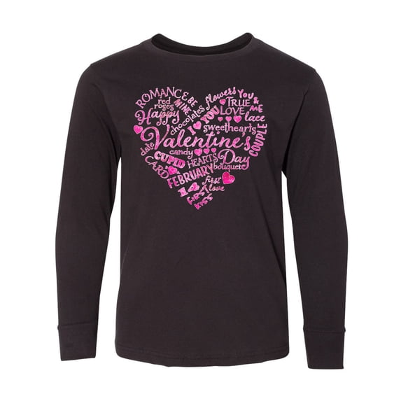 Inktastic Valentine words in pink Long Sleeve Youth T-Shirt