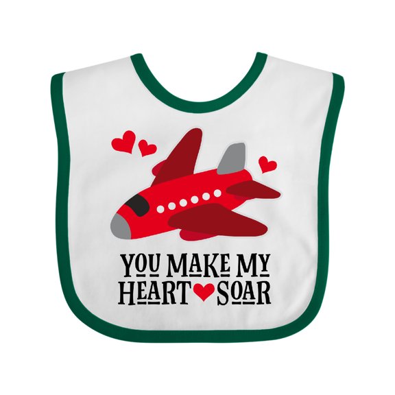 Inktastic Valentines Day Airplane Hearts Boys or Girls Baby Bib