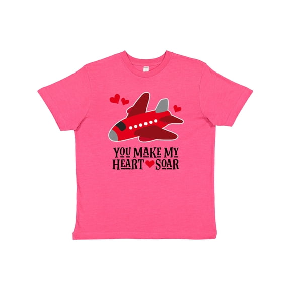 Inktastic Valentines Day Airplane Hearts Youth T-Shirt
