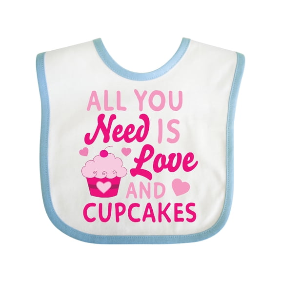 Inktastic Valentines Day All You Need is Love and Cupcakes Boys or Girls Baby Bib