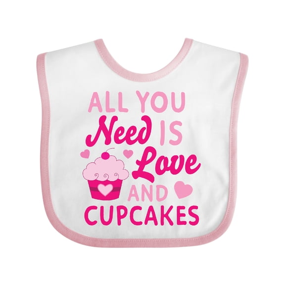 Inktastic Valentines Day All You Need is Love and Cupcakes Boys or Girls Baby Bib
