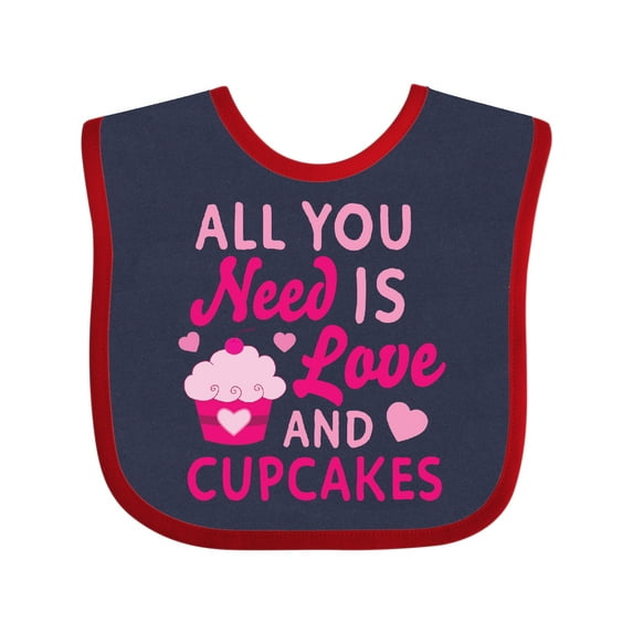 Inktastic Valentines Day All You Need is Love and Cupcakes Boys or Girls Baby Bib