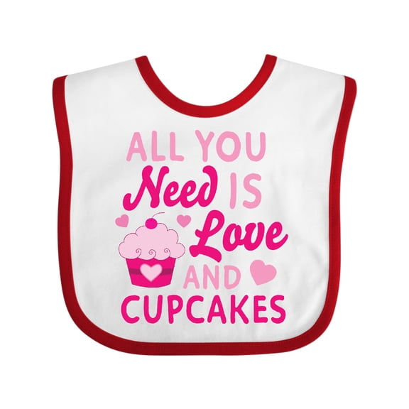 Inktastic Valentines Day All You Need is Love and Cupcakes Boys or Girls Baby Bib