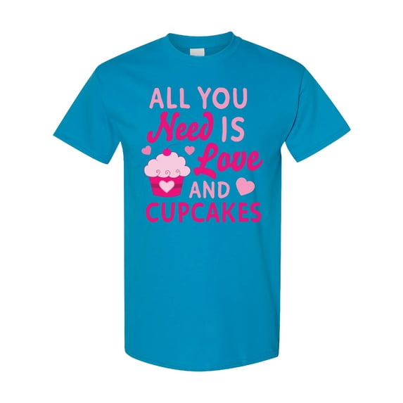 Inktastic Valentines Day All You Need is Love and Cupcakes T-Shirt