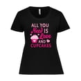 thumbnail image 1 of Inktastic Valentines Day All You Need is Love and Cupcakes Women's Plus Size T-Shirt, 1 of 5