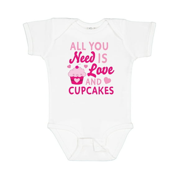 Inktastic Valentines Day All you Need is Love and Cupcakes Boys or Girls Baby Bodysuit