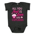 thumbnail image 1 of Inktastic Valentines Day All you Need is Love and Cupcakes Boys or Girls Baby Bodysuit, 1 of 5