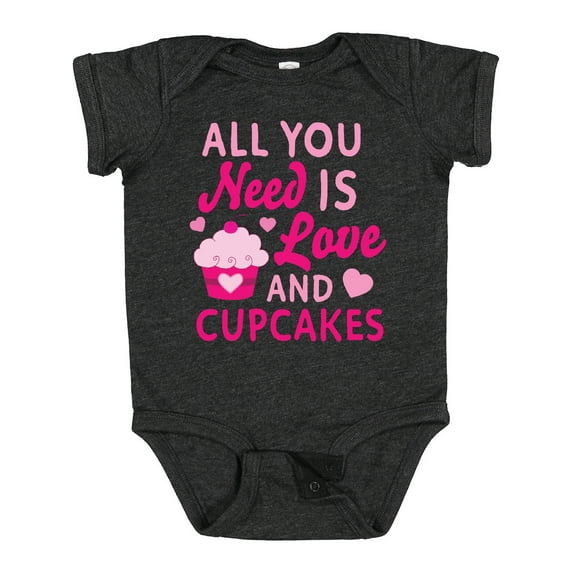 Inktastic Valentines Day All you Need is Love and Cupcakes Boys or Girls Baby Bodysuit
