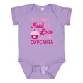 thumbnail image 1 of Inktastic Valentines Day All you Need is Love and Cupcakes Boys or Girls Baby Bodysuit, 1 of 5