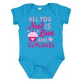 thumbnail image 1 of Inktastic Valentines Day All you Need is Love and Cupcakes Boys or Girls Baby Bodysuit, 1 of 5